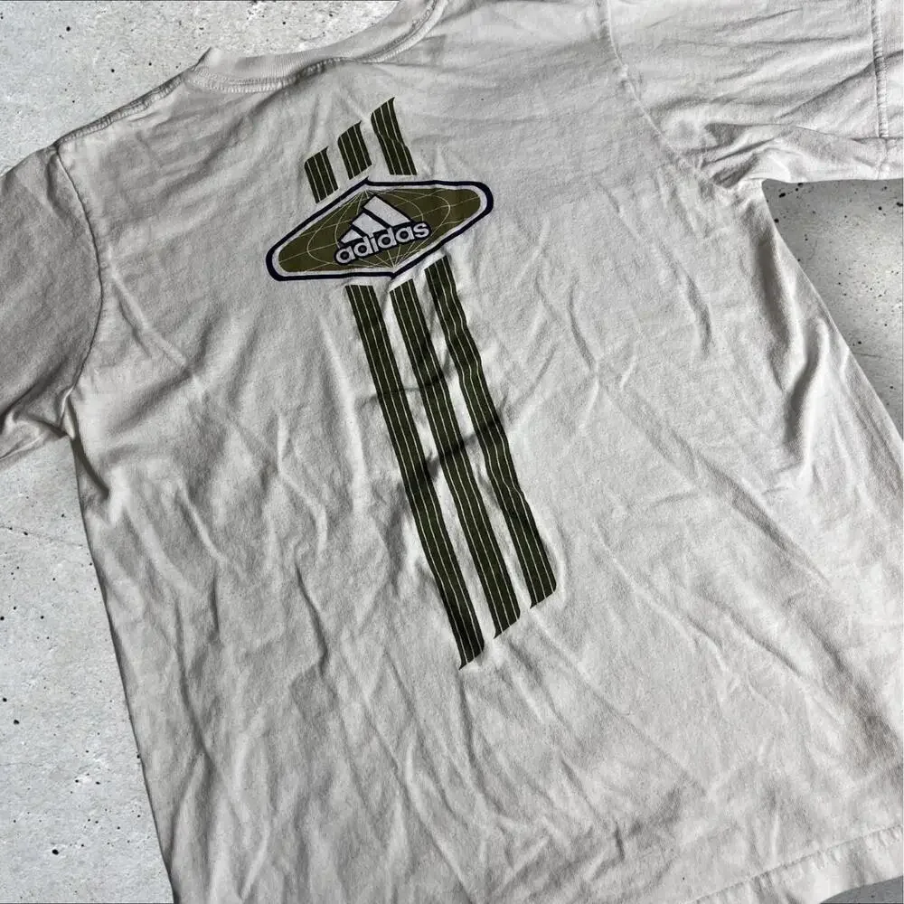 Vintage Y2K 90s Adidas Double Sided Big Logo Tee Gray TShirt Size L‎